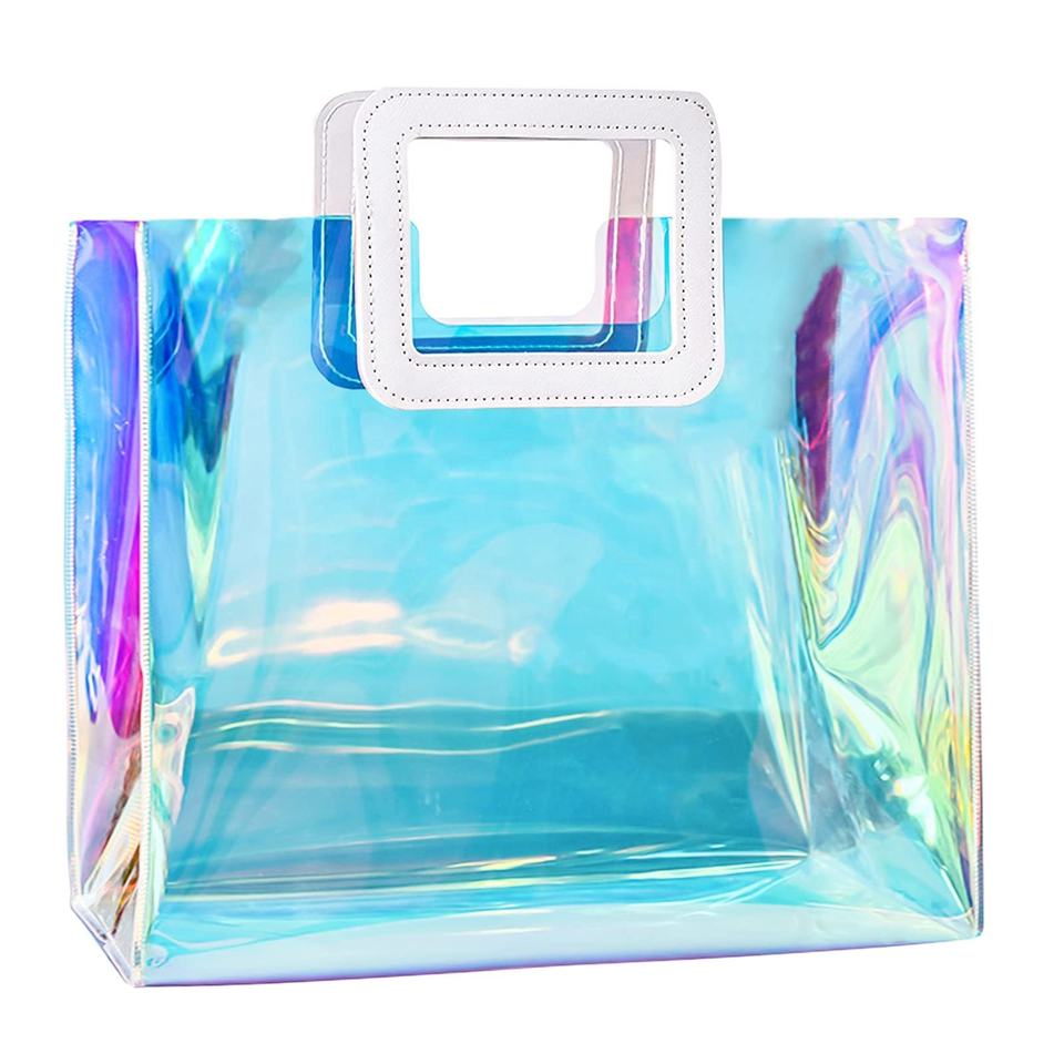 Iridescent Holographic Tote Shopping Bag