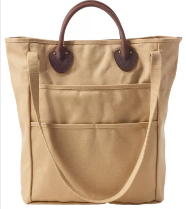 Waxed Canvas Tote Bag With Leather Handle