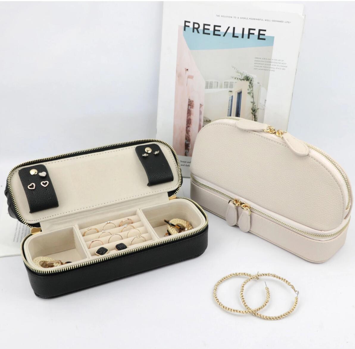 Dual Layer Shell Cosmetic Bag Jewelry Case