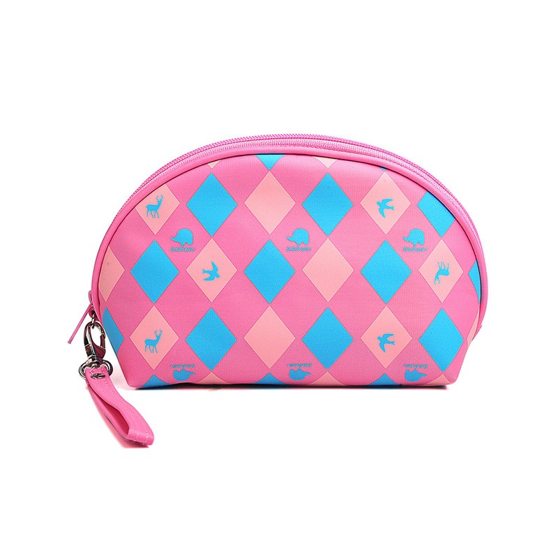 Half Moon Cosmetic Bag Small Makeup Case with Zipper