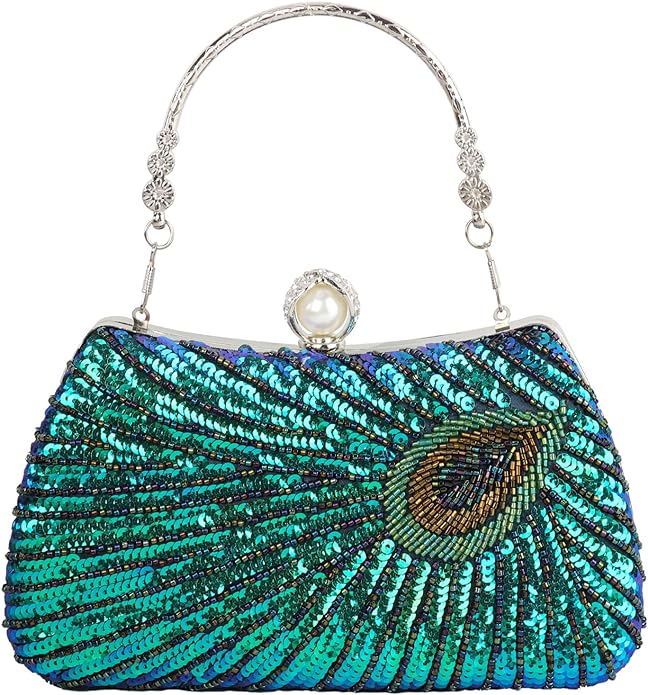 Sequin Peacock Clutch Purse